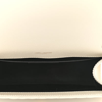 Saint Laurent Grain De Poudre Textured Mixed Matelasse Medium Triquilt Monogram Satchel Crema Soft 5 of 12