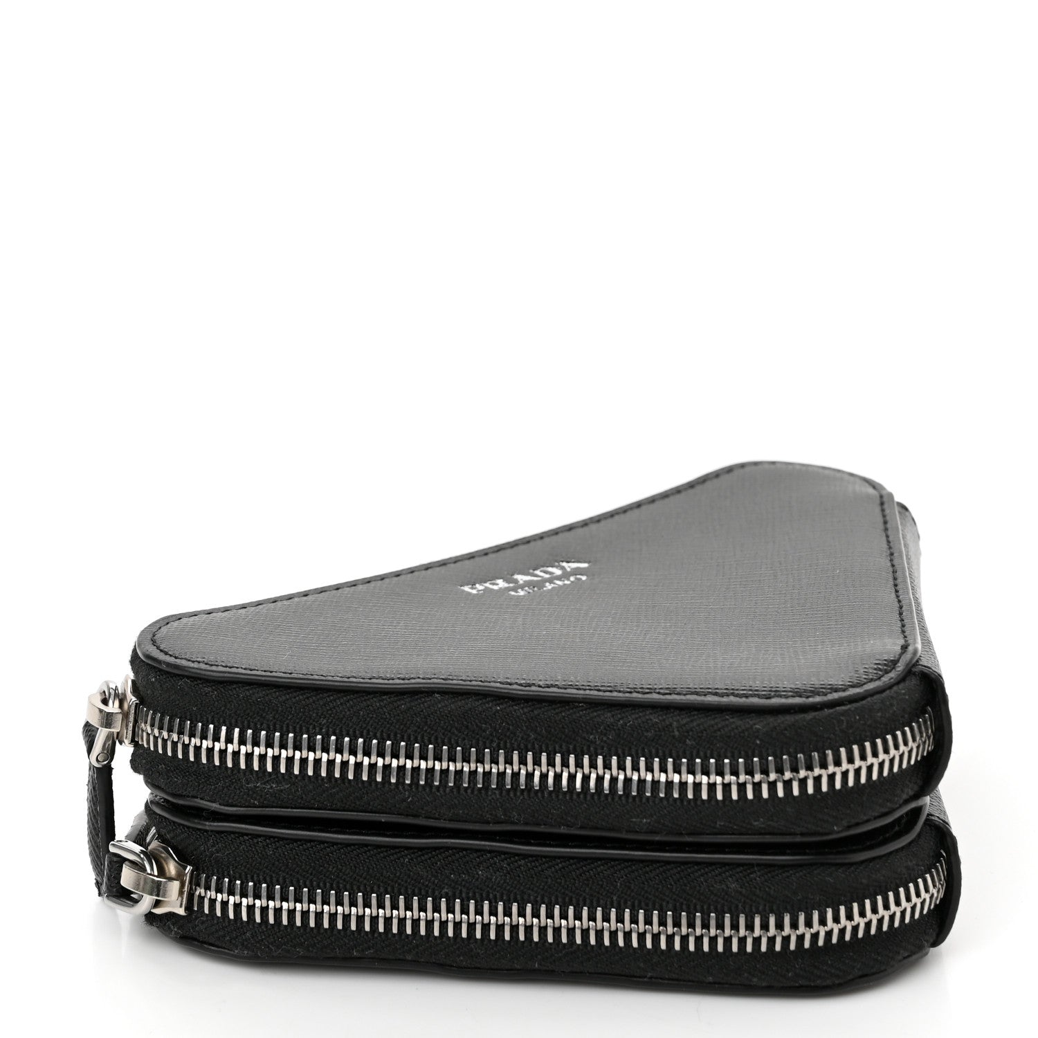 Prada Saffiano Mini Triangle Crossbody Pouch Black 3 of 10