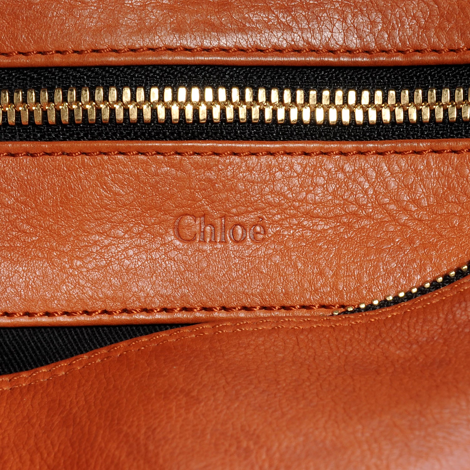 Chloe Leather Cary Zipped Shoulder Bag Whiskey 7 of 8