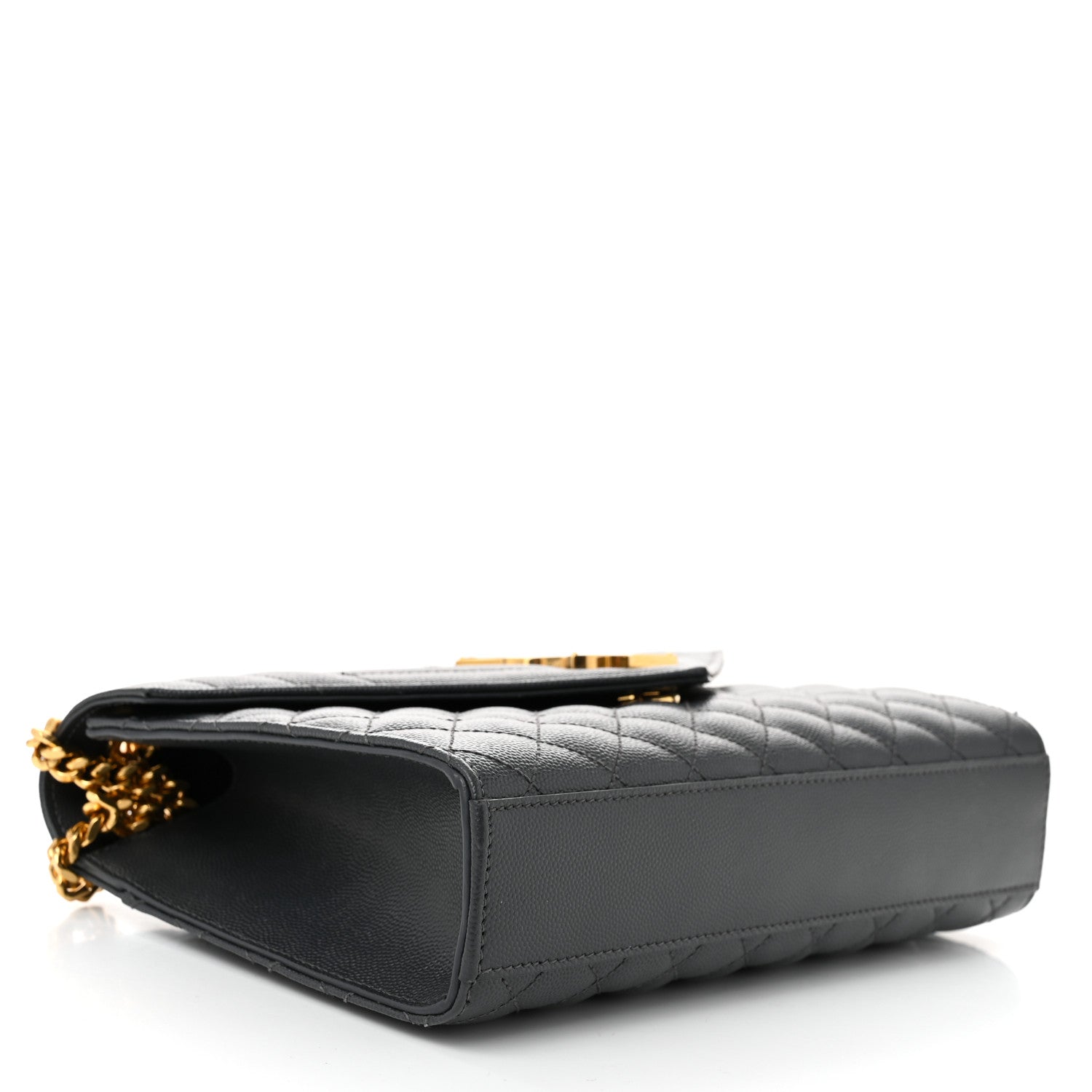 Saint Laurent Grain De Poudre Textured Mixed Matelasse Triquilt Medium Monogram Satchel Dark Smog 4 of 10