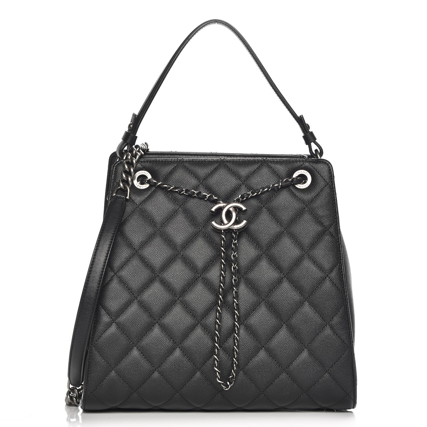 Chanel Caviar Quilted Medium CC Bucket Bag Black 1 of 10