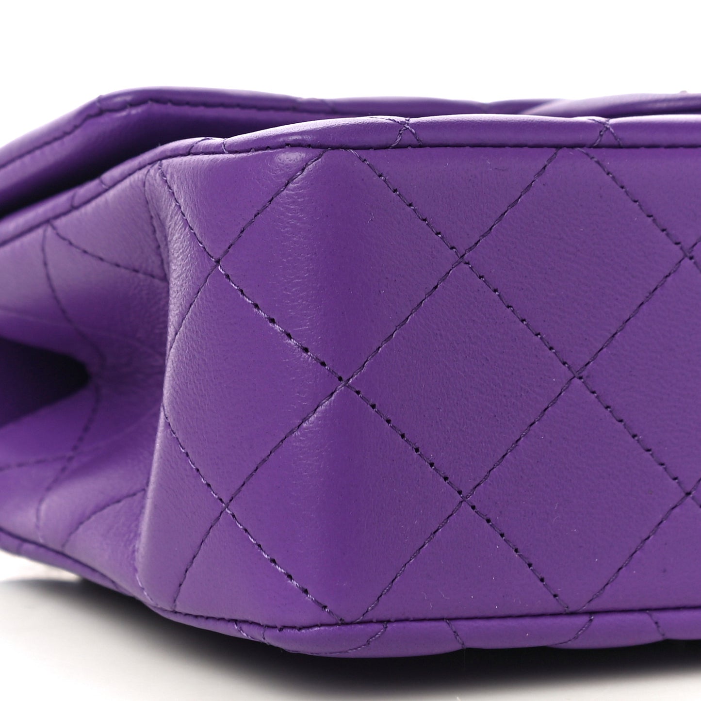 Lambskin Quilted Mini Top Handle Rectangular Flap Dark Purple