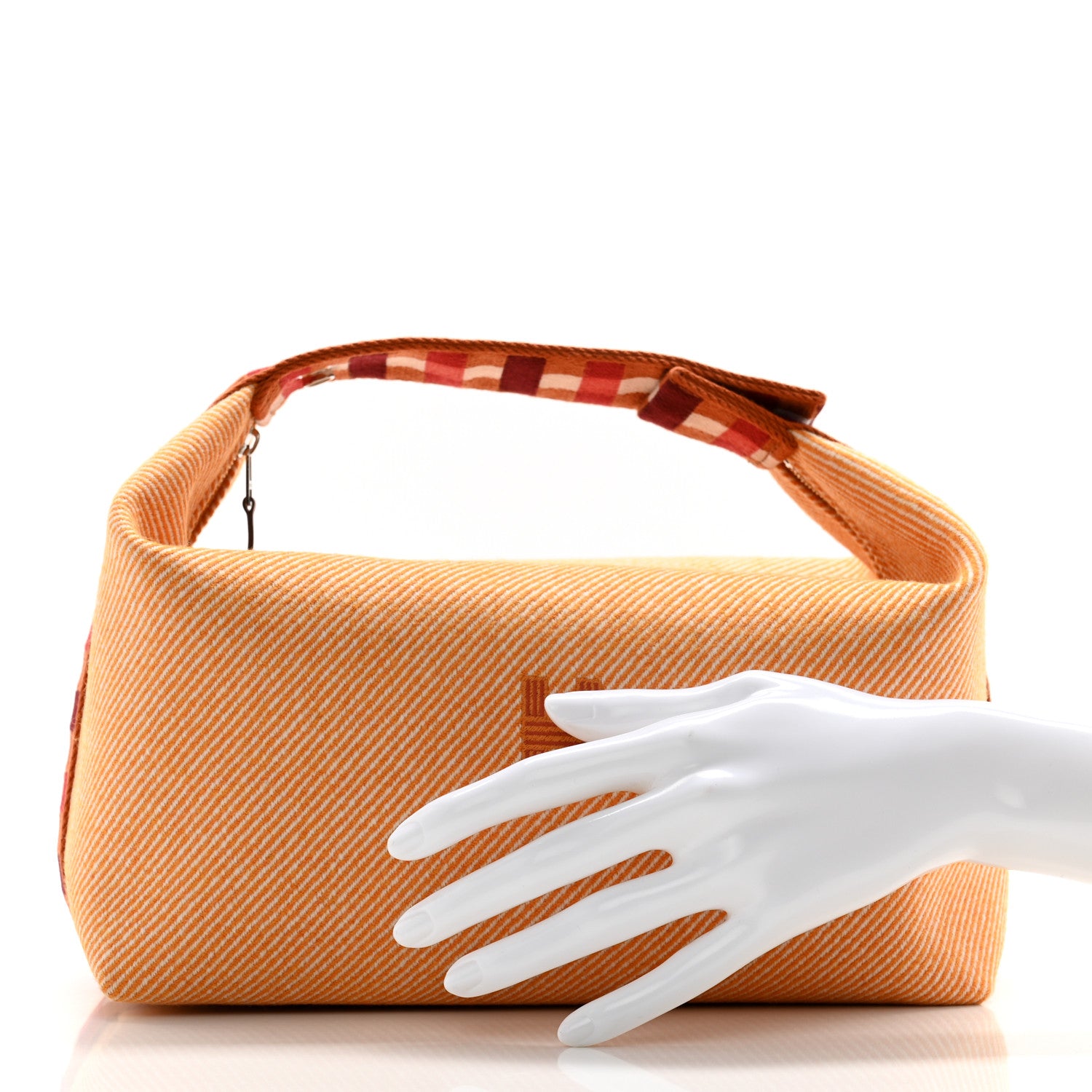 Hermes Merino Wool Large Au Carre Bride-A-Brac Pouch Fauve 2 of 6