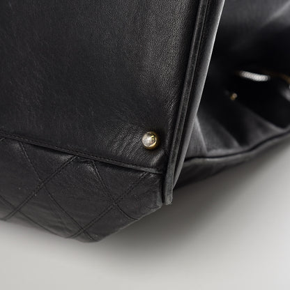 Chanel Calfskin Stitched XL Weekender Black 11 of 24
