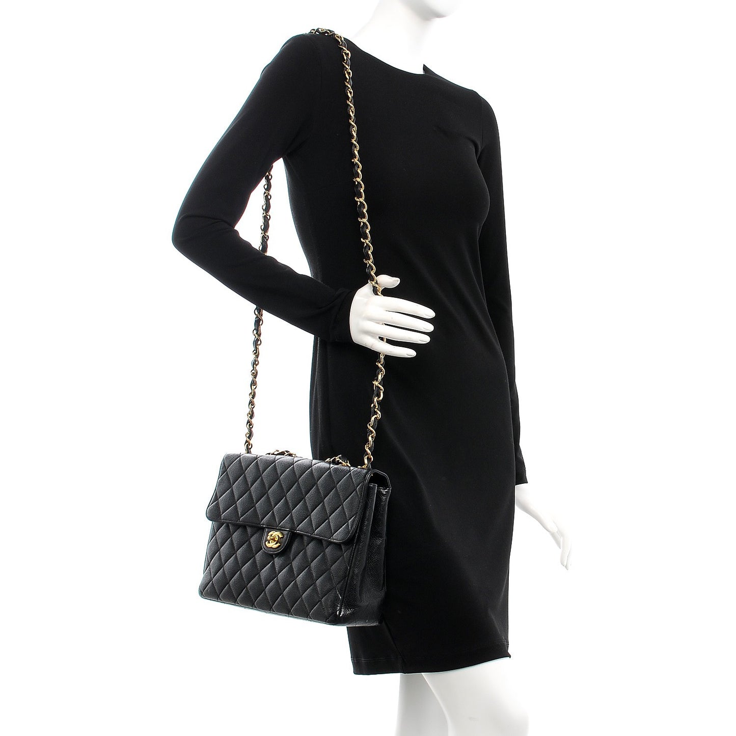Caviar Quilted Jumbo Single Flap Black