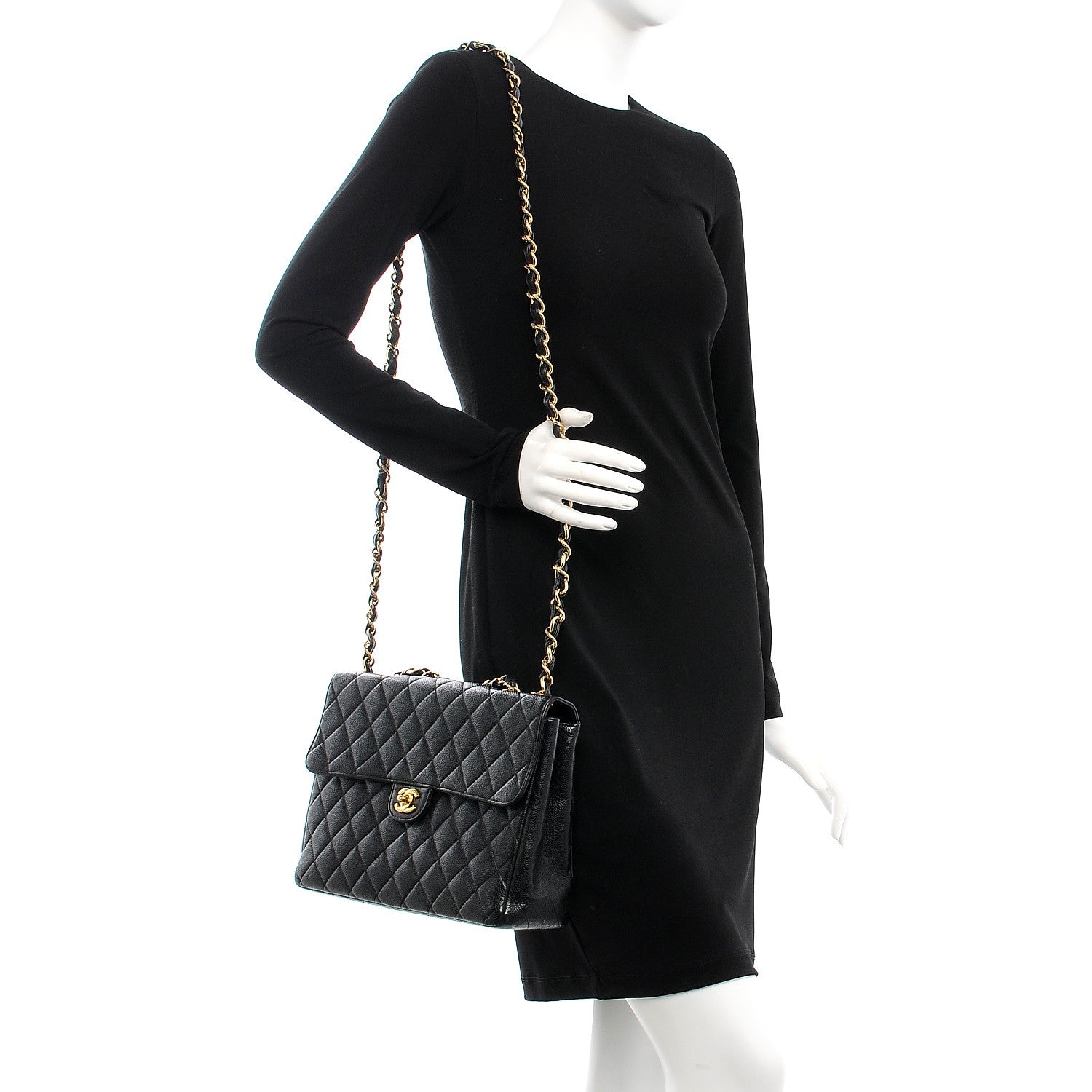 Chanel Caviar Quilted Jumbo Single Flap Black 2 of 16