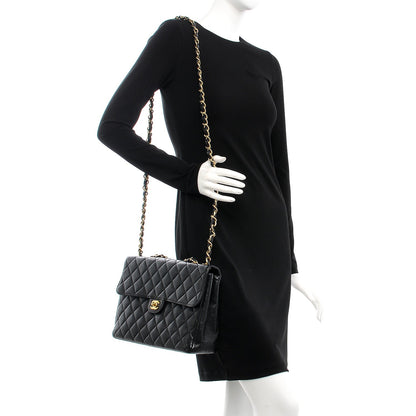 Chanel Caviar Quilted Jumbo Single Flap Black 2 of 16