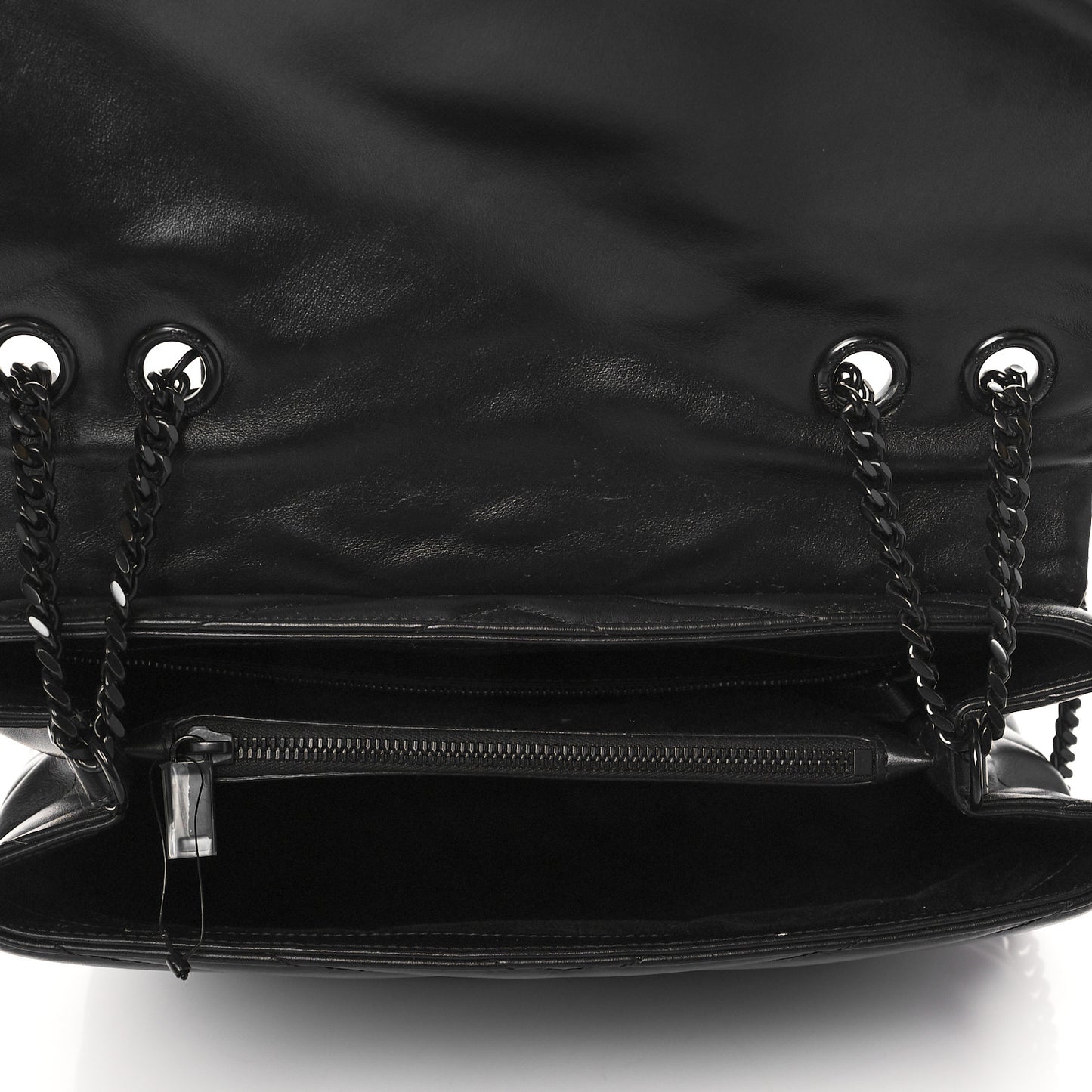 Calfskin Y Quilted Monogram Medium Loulou Chain Satchel Black