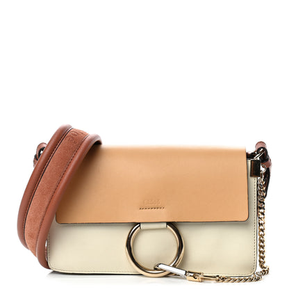 Chloe Calfskin Small Colorblock Faye Shoulder Bag Brown White 1 of 9