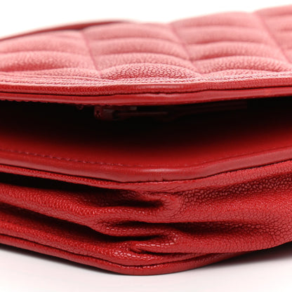 Chanel Caviar Quilted Boy Wallet On Chain WOC Red 19 of 23