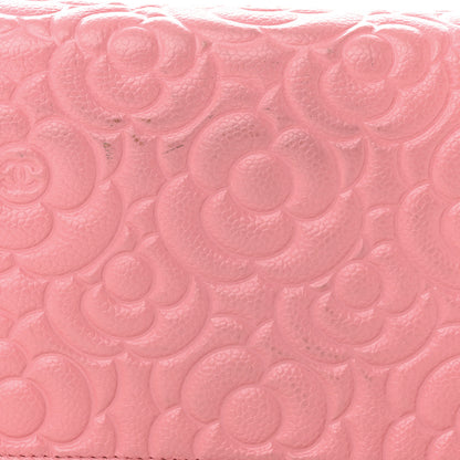 Chanel Caviar Camellia Embossed Wallet On Chain WOC Light Pink 16 of 16