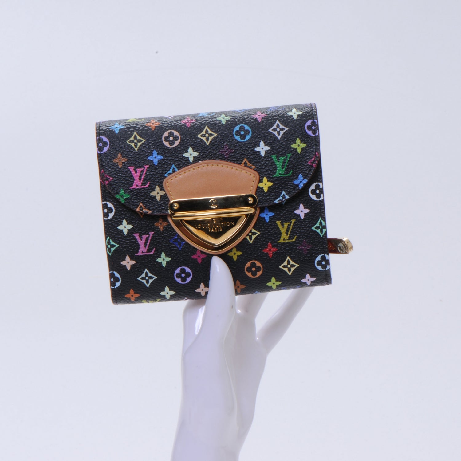 Louis Vuitton Monogram Multicolor Joey Wallet Black Grenade 2 of 7