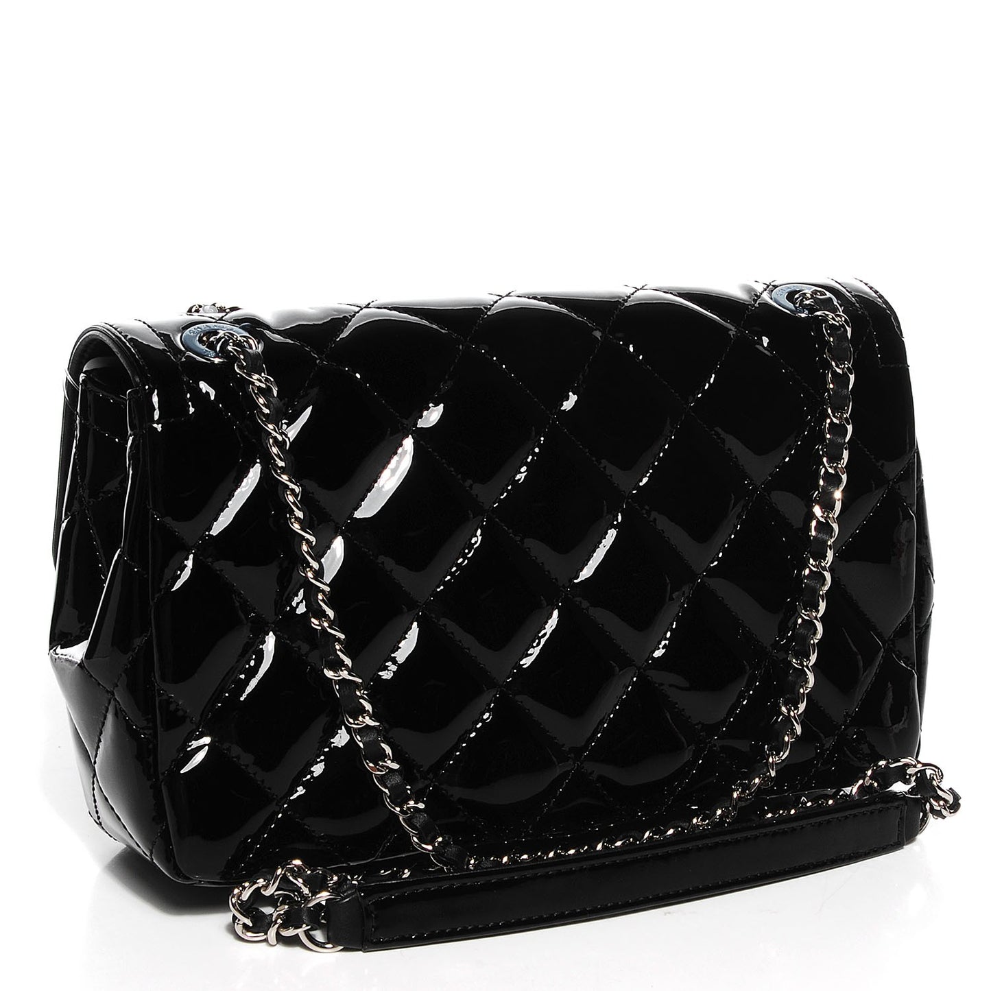 Patent Quilted Small Coco Shine Flap Black