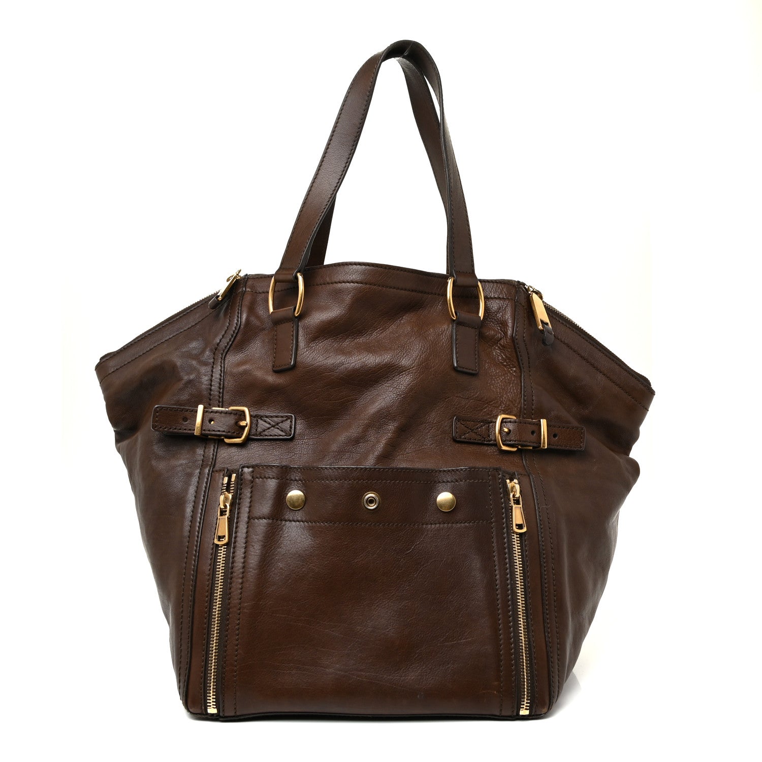Saint Laurent Calfskin Medium Downtown Tote Brown 1 of 19