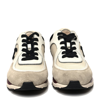 Chanel Mesh Suede Calfskin Womens CC Sneakers 39 White Ivory Dark Beige 2 of 9