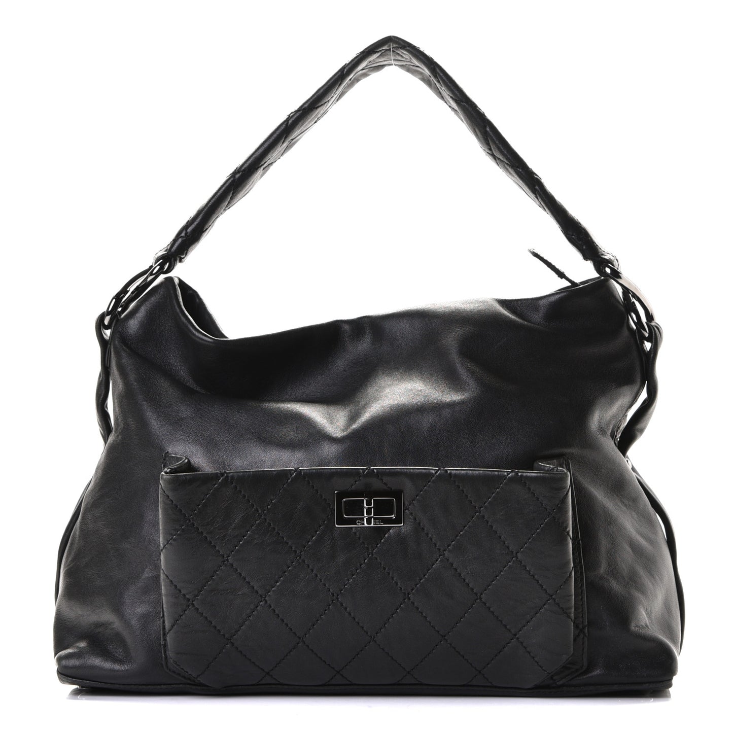 Lambskin Quilted Mademoiselle Hobo Black
