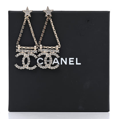 Chanel Crystal Star Drop CC Earrings Gold 5 of 5