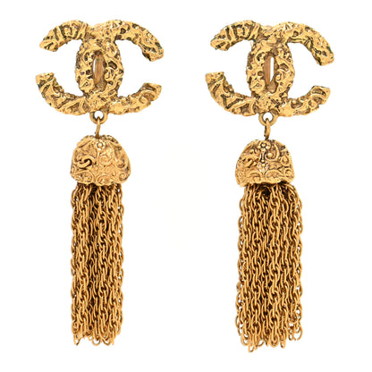 Chanel CC Chain Tassel Clip On Earrings Gold 1 of 6