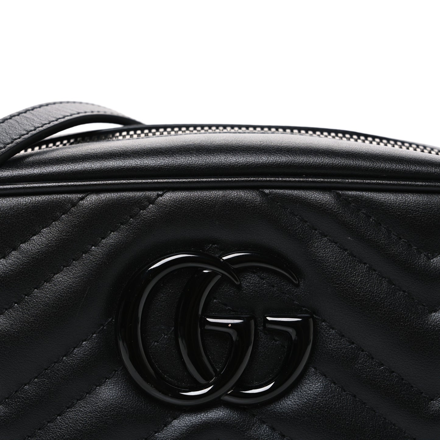 Calfskin Matelasse Monochrome Small GG Marmont Chain Shoulder Bag Black
