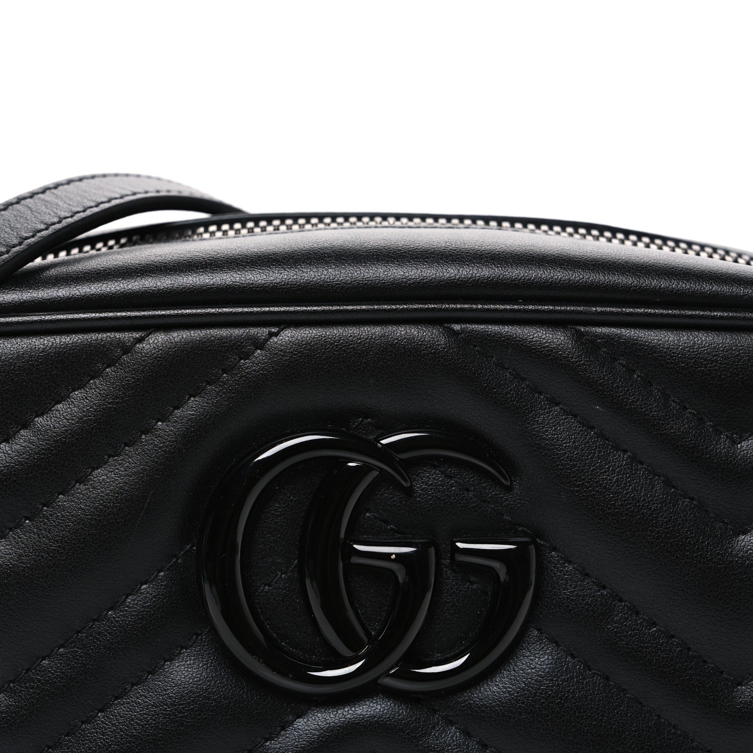Gucci Calfskin Matelasse Monochrome Small GG Marmont Chain Shoulder Bag Black 8 of 10