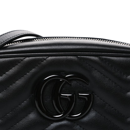 Gucci Calfskin Matelasse Monochrome Small GG Marmont Chain Shoulder Bag Black 8 of 10