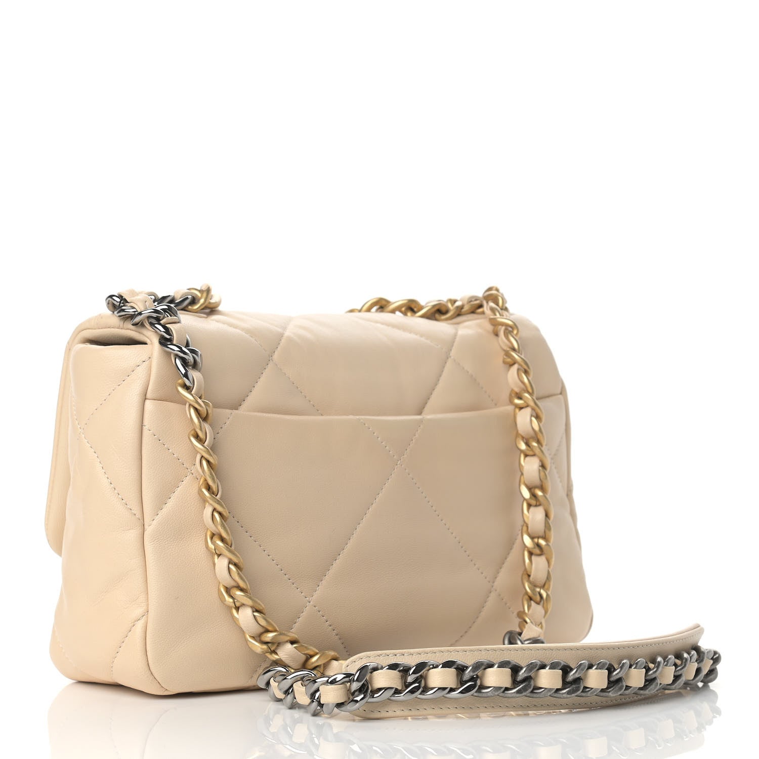 Chanel Lambskin Quilted Medium Chanel 19 Flap Beige 3 of 9