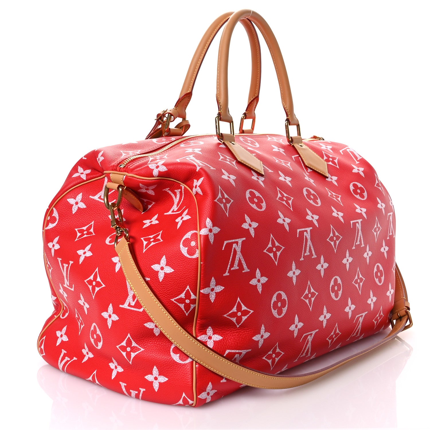Louis Vuitton Calfskin Monogram Speedy P9 Bandouliere 50 Red 5 of 15