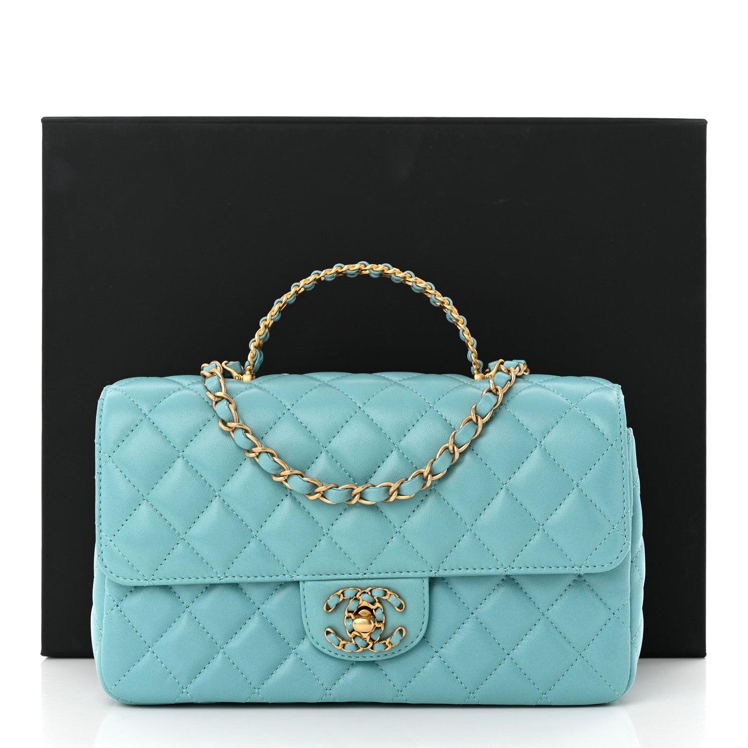 Chanel Lambskin Quilted Small Strass On Top Flap Bag Light Blue 11 of 11