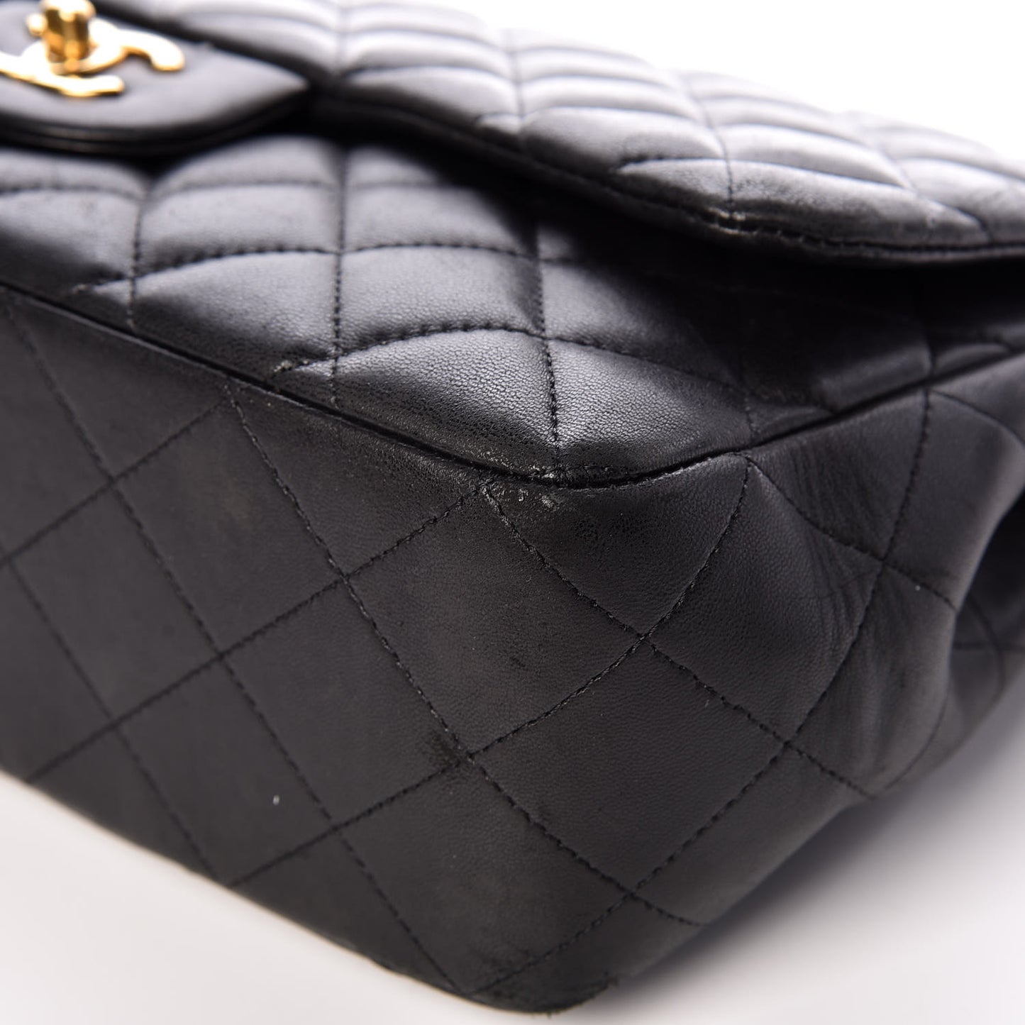 Lambskin Quilted Jumbo Single Flap Black