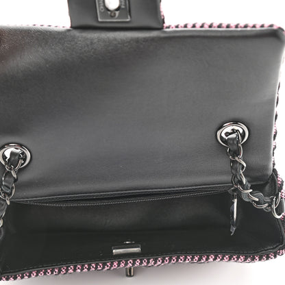 Chanel Wool Tweed Quilted Mini Rectangular Flap Pink Black 4 of 10