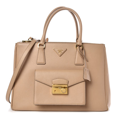 Prada Saffiano Lux Galleria Front Pocket Tote Sabbia 1 of 16