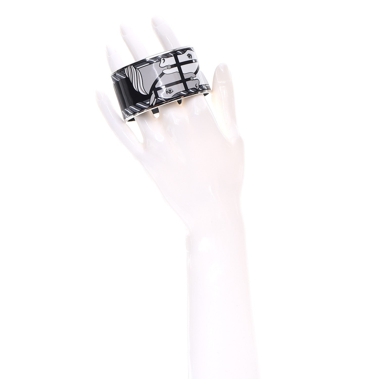 Hermes Enamel Printed Quadrige Extra Wide Bracelet 65 2 of 5