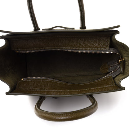 Celine Drummed Calfskin Nano Luggage Olive 5 of 11