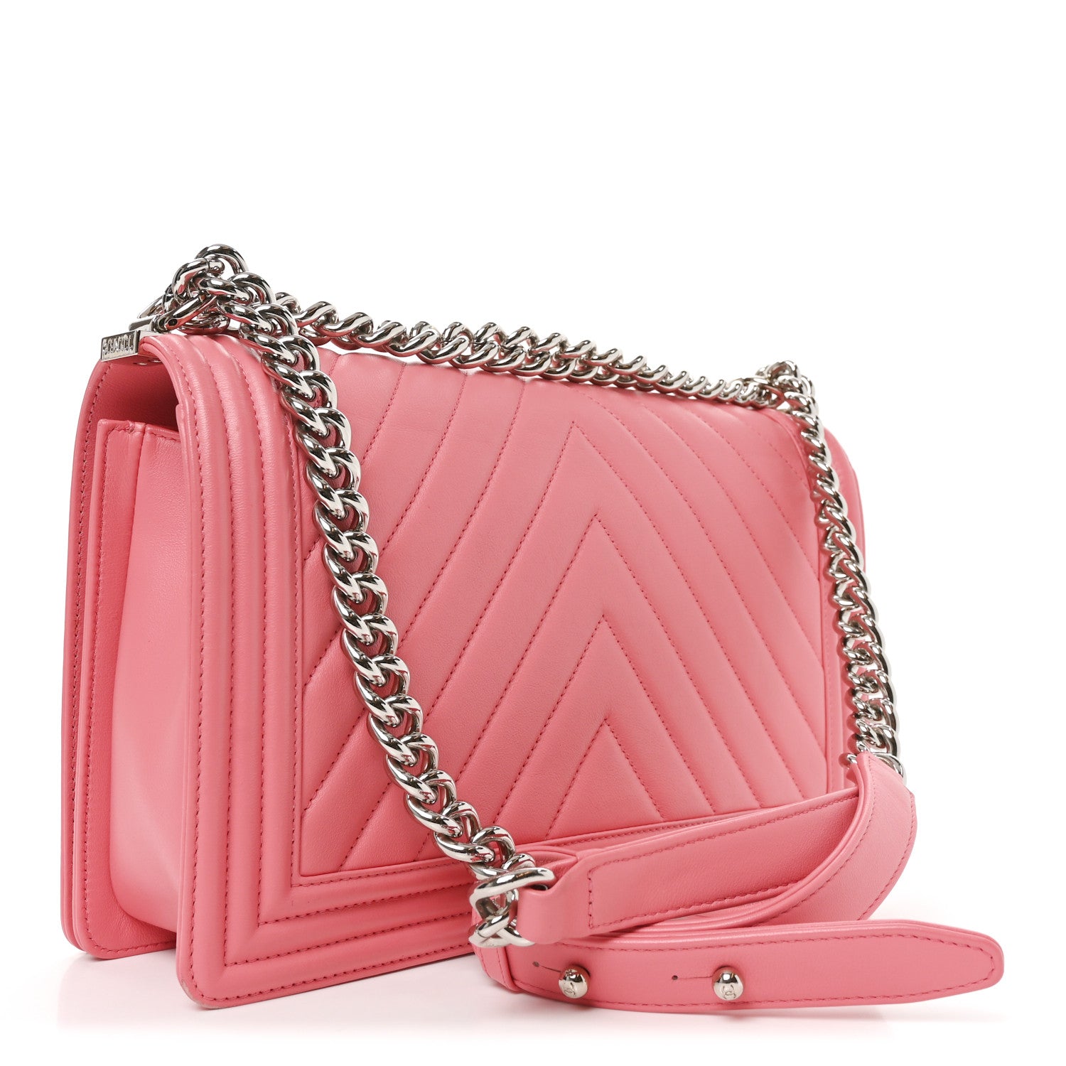 Chanel Calfskin Chevron Quilted New Medium Boy Flap Pink 3 of 11