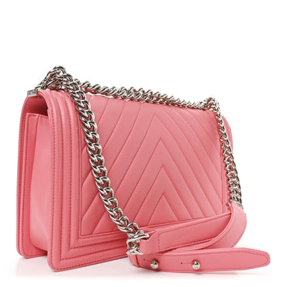 Chanel Calfskin Chevron Quilted New Medium Boy Flap Pink 3 of 11
