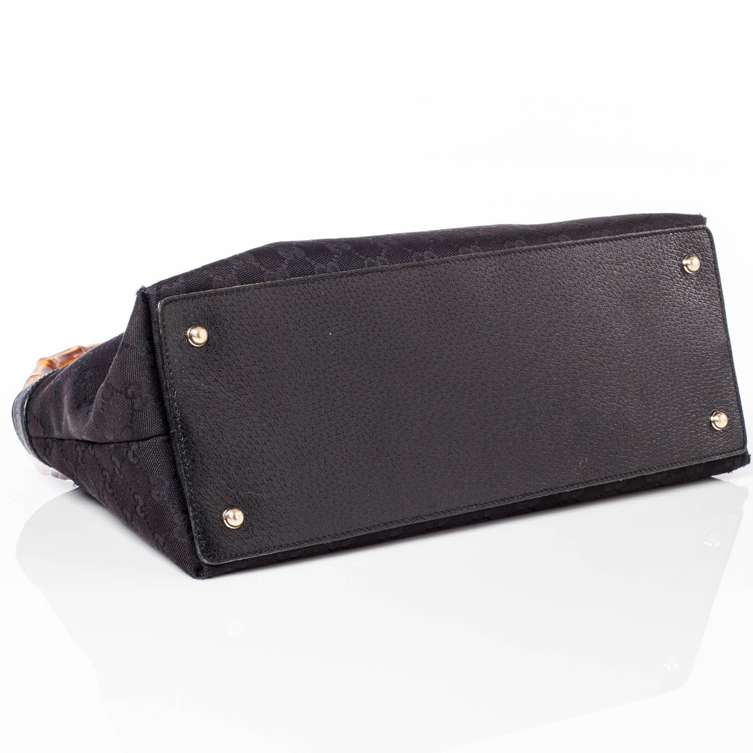 Gucci Monogram Bamboo Handle Shoulder Bag Black 5 of 9