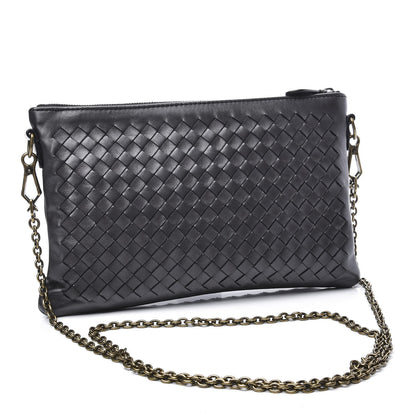 Bottega Veneta Nappa Intrecciato Biletto Chain Crossbody Antique Silver 2 of 9