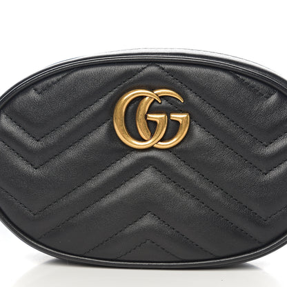 Gucci Calfskin Matelasse GG Marmont Belt Bag 85 34 Black 7 of 9
