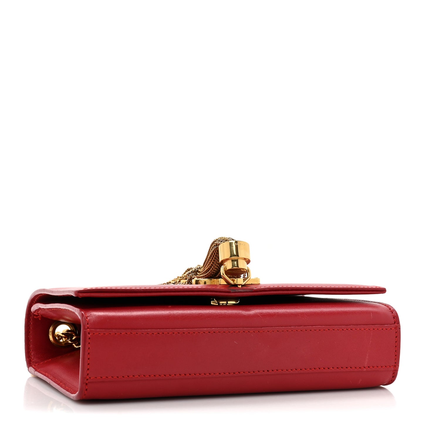 Calfskin Small Classic Monogram Kate Tassel Satchel Red