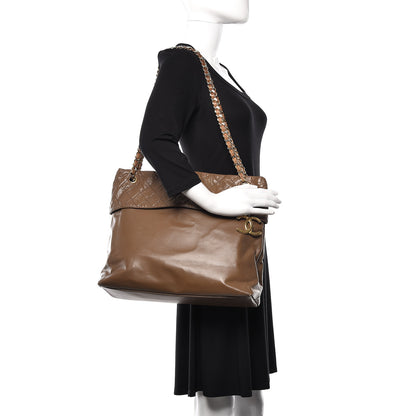 Chanel Lambskin Quilted Shopping Tote Brown 2 of 27