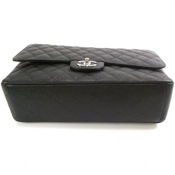 Caviar Quilted Maxi Double Flap Black