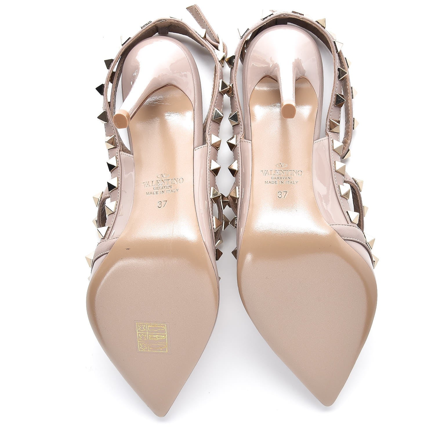 Valentino Garavani Patent Nappa Rockstud Ankle Strap 100mm Pumps 37 Poudre 5 of 8