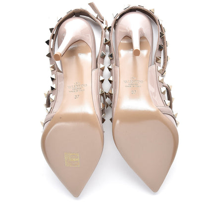 Valentino Garavani Patent Nappa Rockstud Ankle Strap 100mm Pumps 37 Poudre 5 of 8