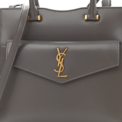 Saint Laurent Shiny Calfskin Medium Uptown Tote Grey 10 of 10