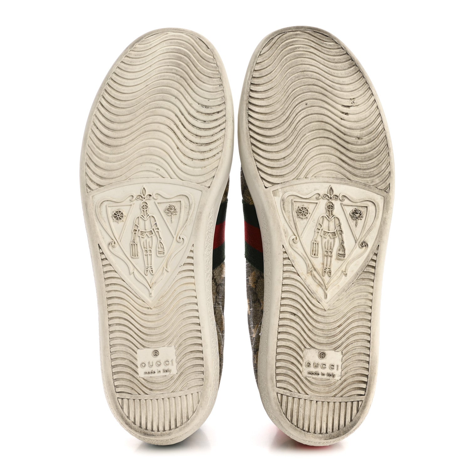 Gucci GG Supreme Monogram Bees Ayers Web Womens Ace Sneakers 37.5 Beige Oro Green Red 6 of 11
