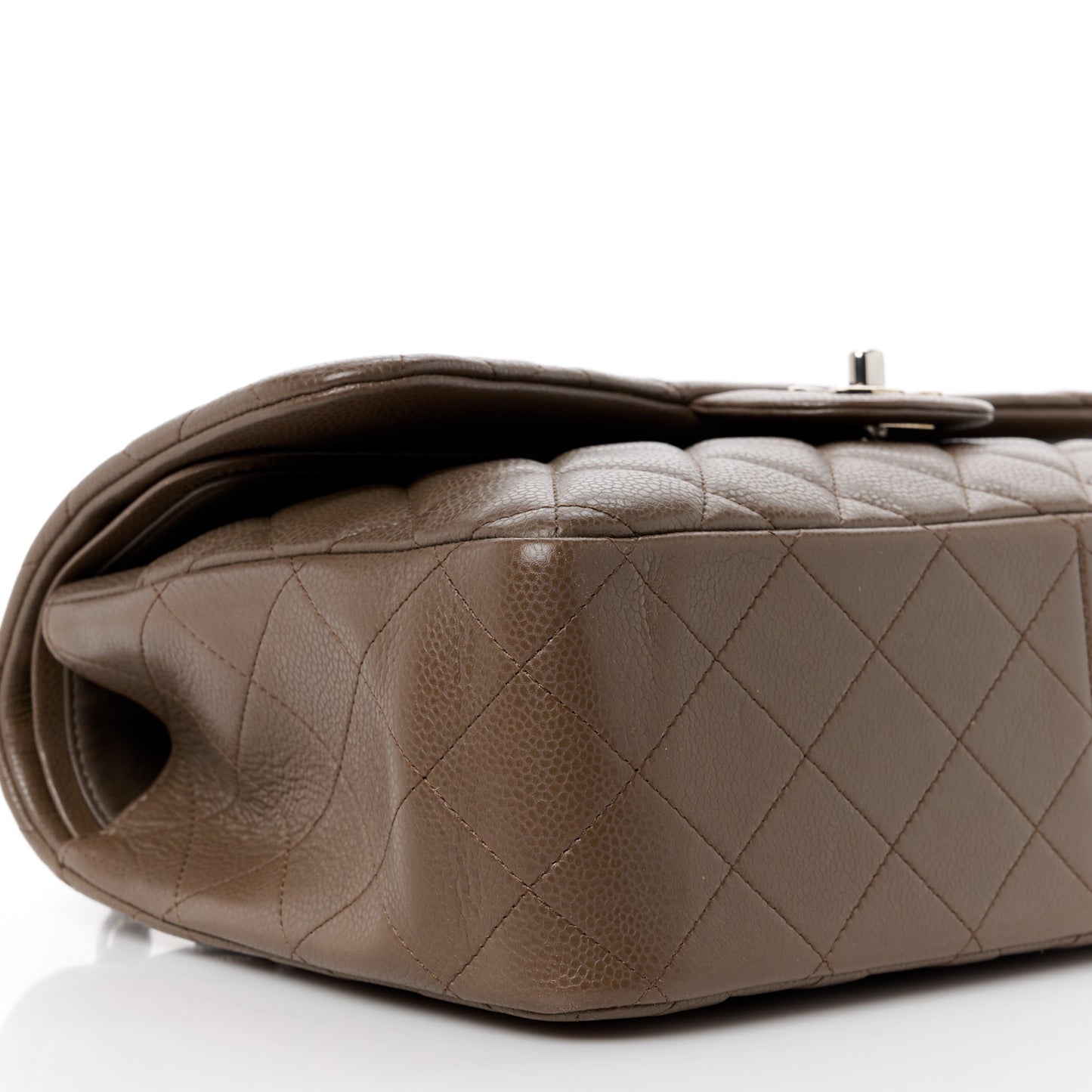 Caviar Quilted Jumbo Double Flap Dark Grey