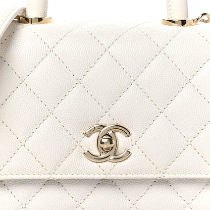 Chanel Caviar Quilted Extra Mini Coco Handle Flap White 8 of 10