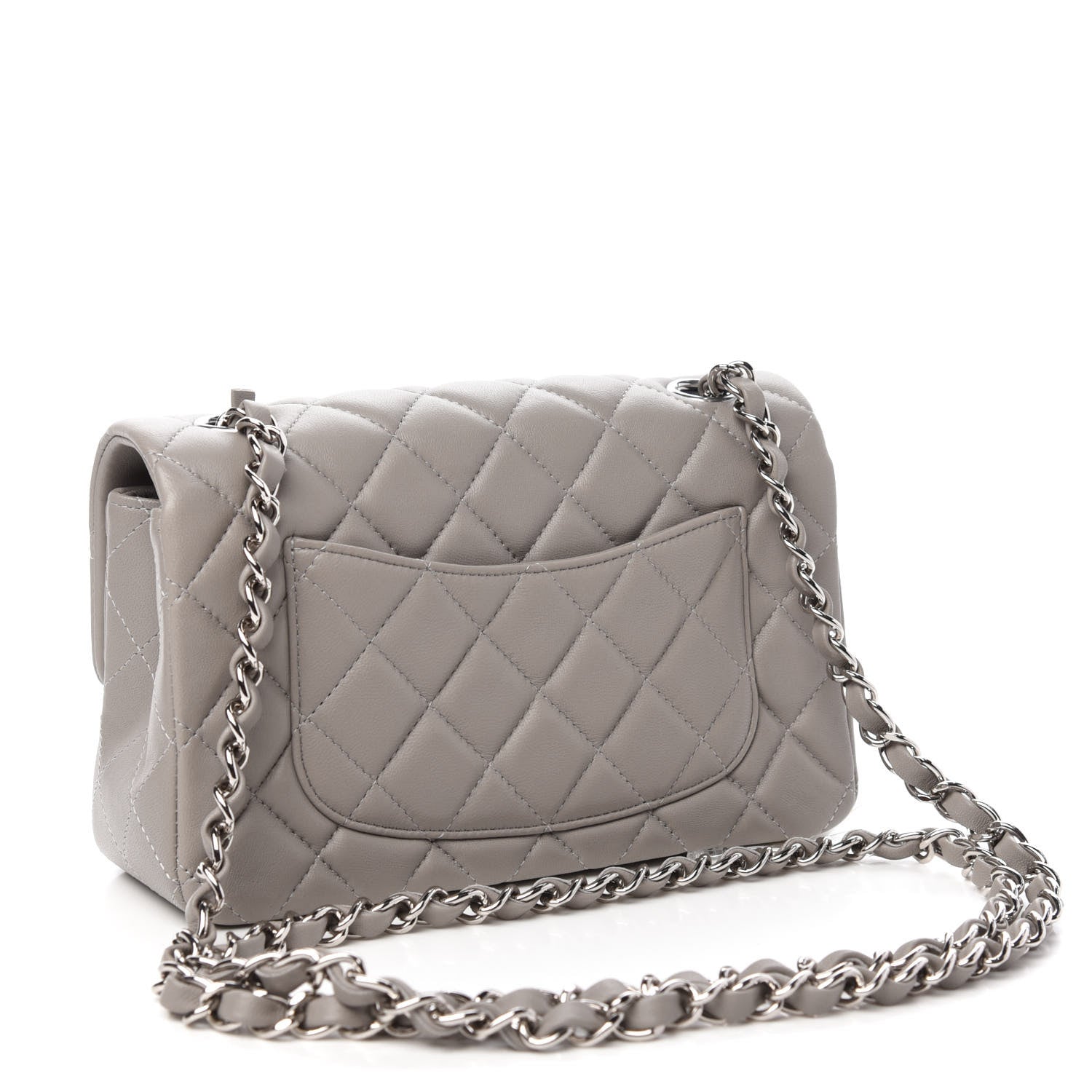 Chanel Lambskin Quilted Mini Rectangular Flap Grey 3 of 12