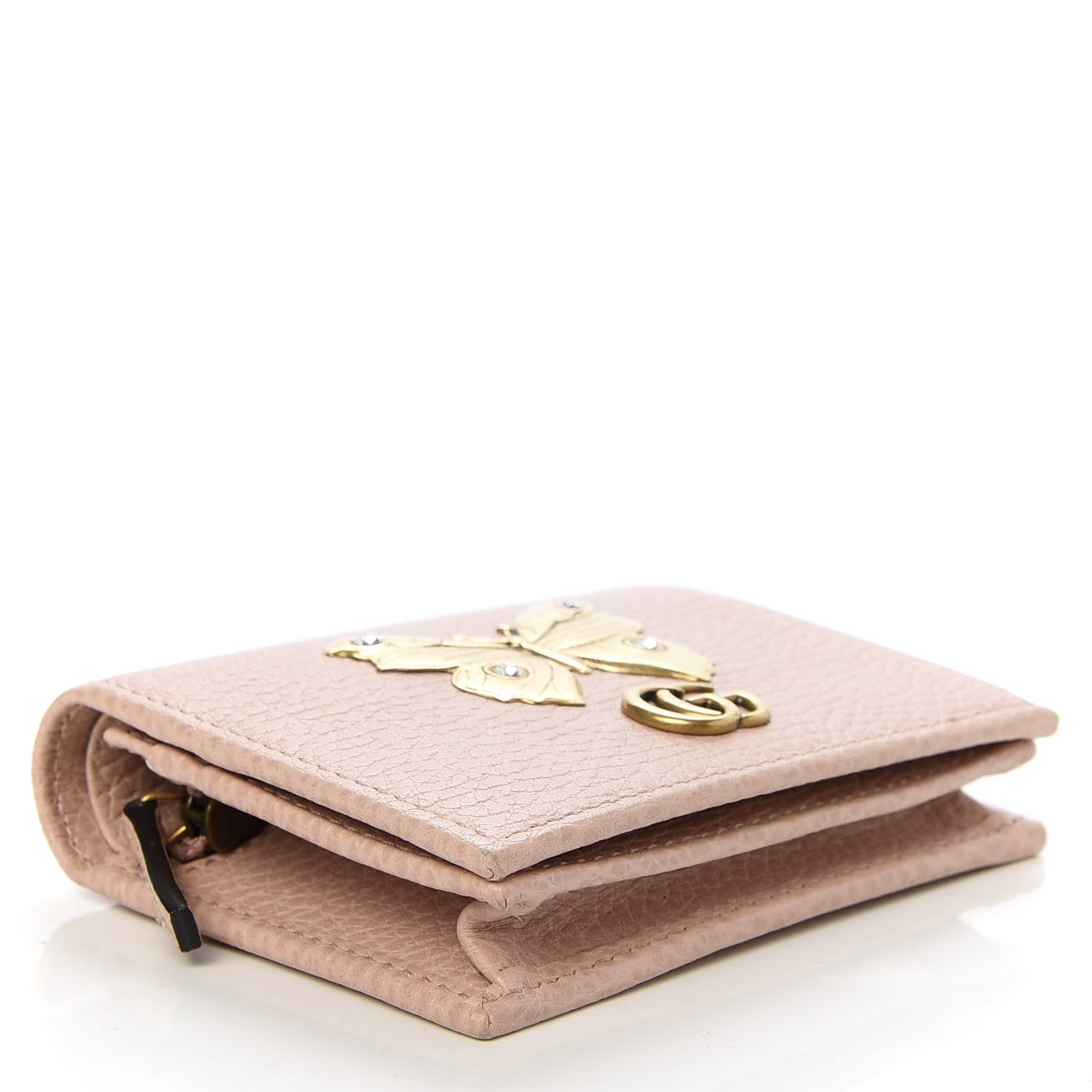 Gucci Pebbled Calfskin Butterfly Card Case Perfect Pink 4 of 7