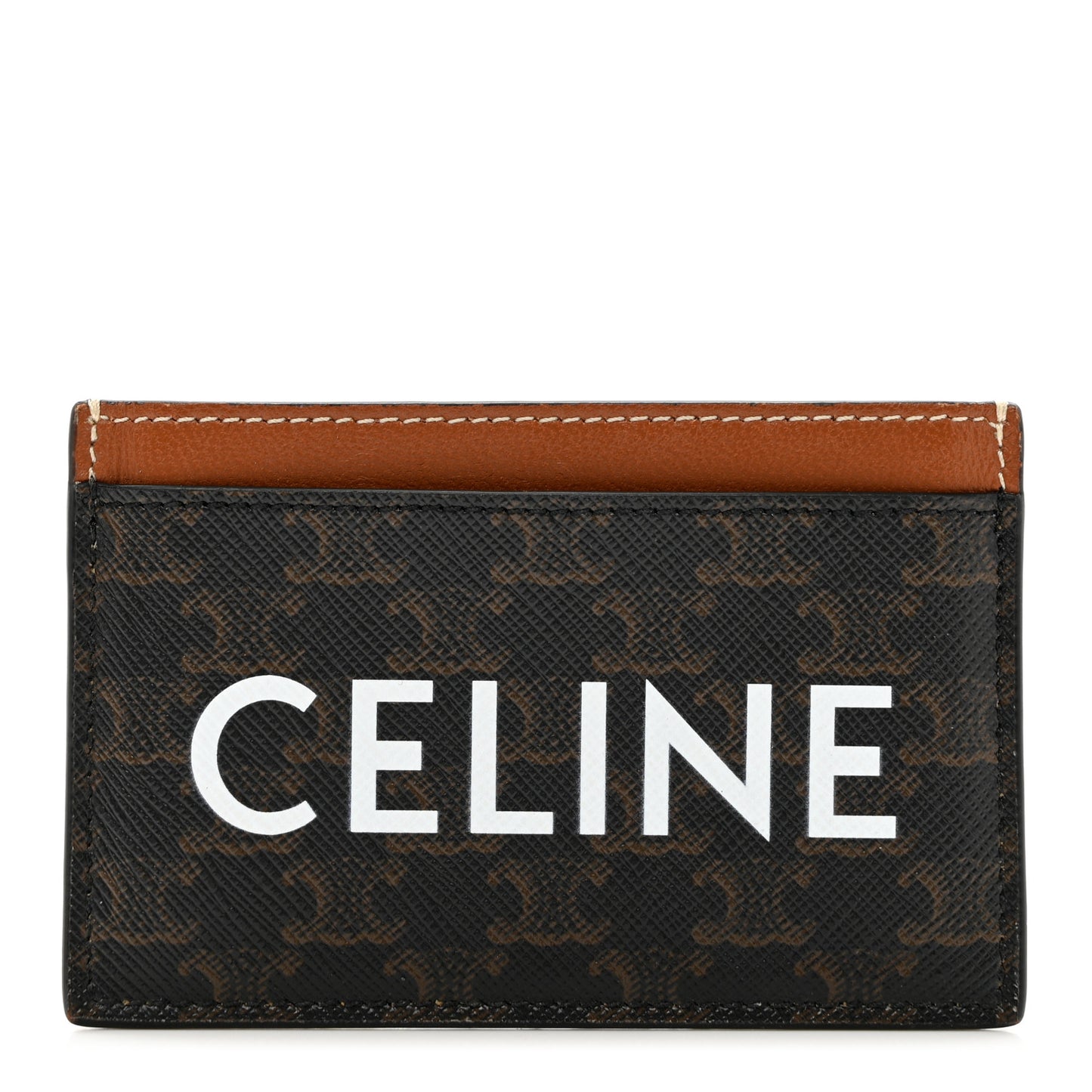 Triomphe Canvas Card Holder Tan